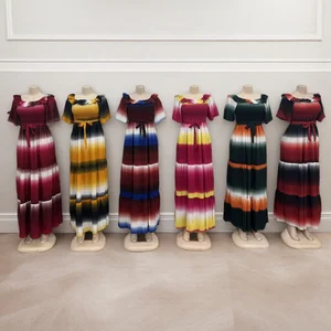 Summer New Fashion Design Waist Lace Color Block African Print Women's Fashion Casual Dress