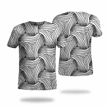 High Quality Black And White Stripe 3D Sublimation T-shirt Vortex Geometry Pattern Custom Logo Design Unisex Polyester Top