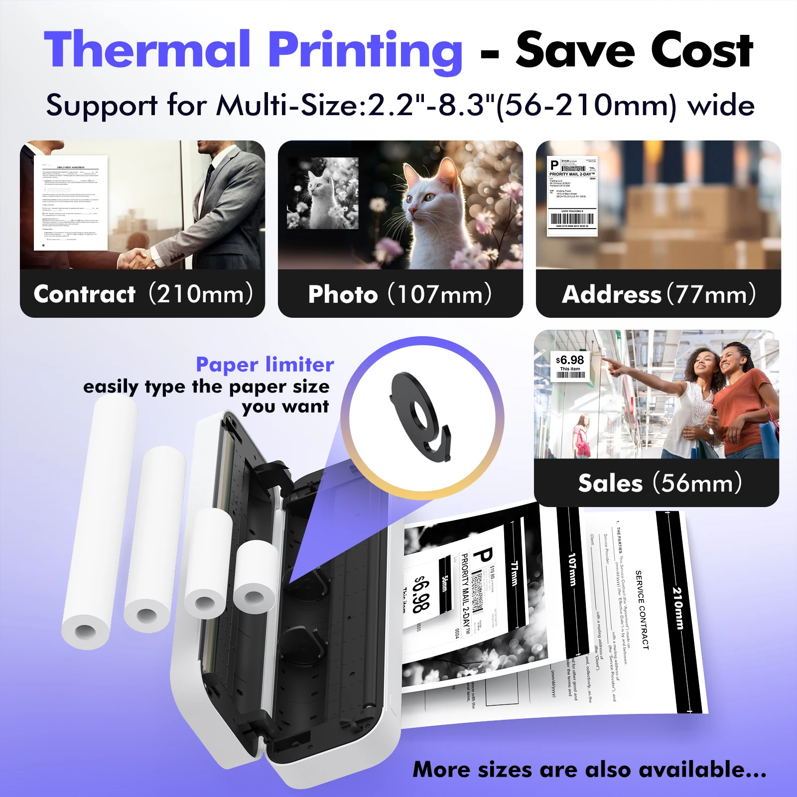 Portable A4 Wireless Inkless Thermal Printer for Tattoo Transfer - Clear Paper Output Direction & Thermal Paper Compatibility supplier