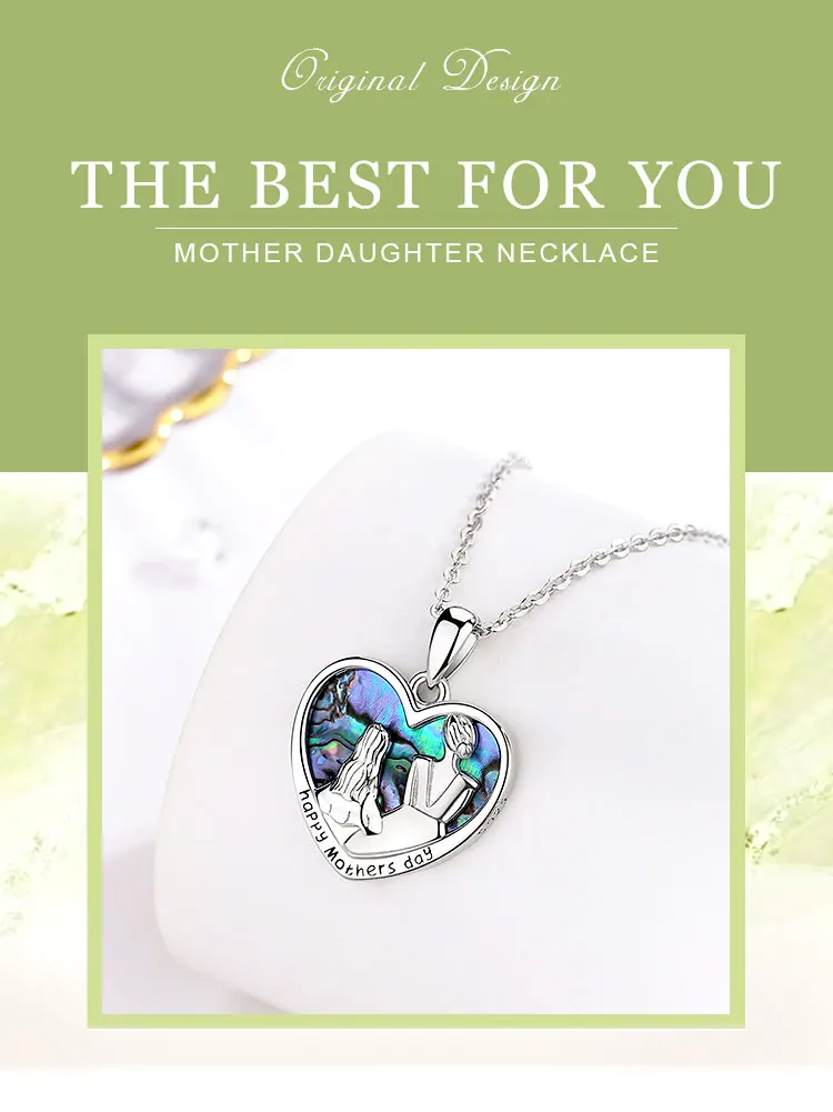 Merryshine Mother Of Pearl Sterling Silver Mother And Daughter Heart Shape Necklace Buy Mother 8411