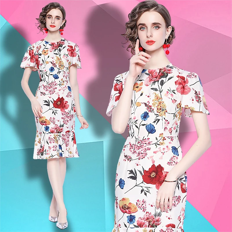 Ropa Para Mujer,Moda Al Por Mayor,Elegante,Floral,Informal,Cuello  Redondo,Cola De Pez Delgada,2021 - Buy Ropa Americana,Damas,Fabricantes De  Ropa De Product on Alibaba.com