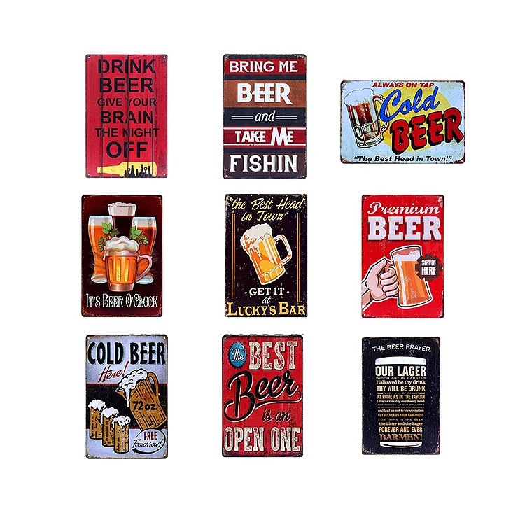 Custom Metal Sign Emboss Enamel Metal Door Sign Wholesale for Bar Garage Wall Decor Retro Vintage Tin Signs