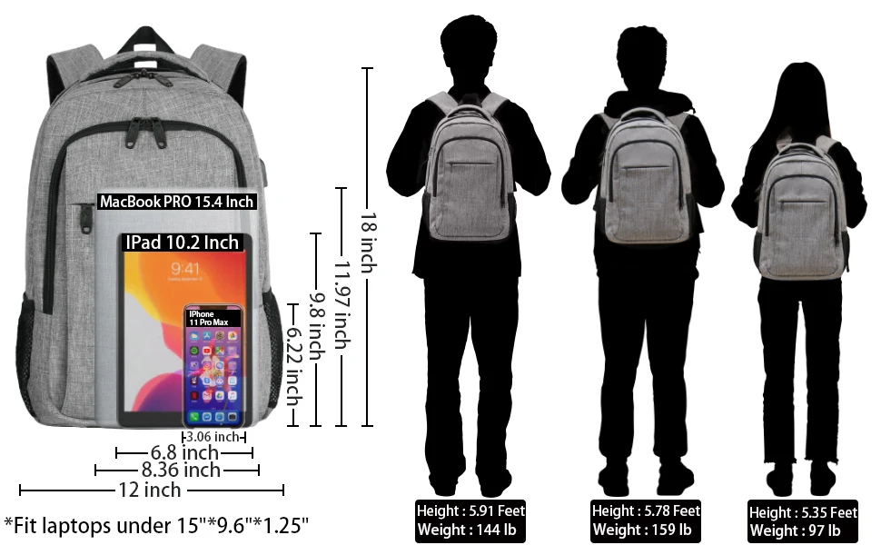 15 inch backpack size