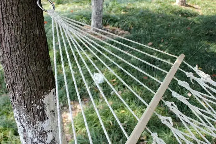 Breathable Cotton Net Hammock With Lightweight Strong Ropes Balance Beam For Outdoor Leisure Courtyard Camping Hiking