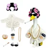 Milk white-hair curler and bathrobe set