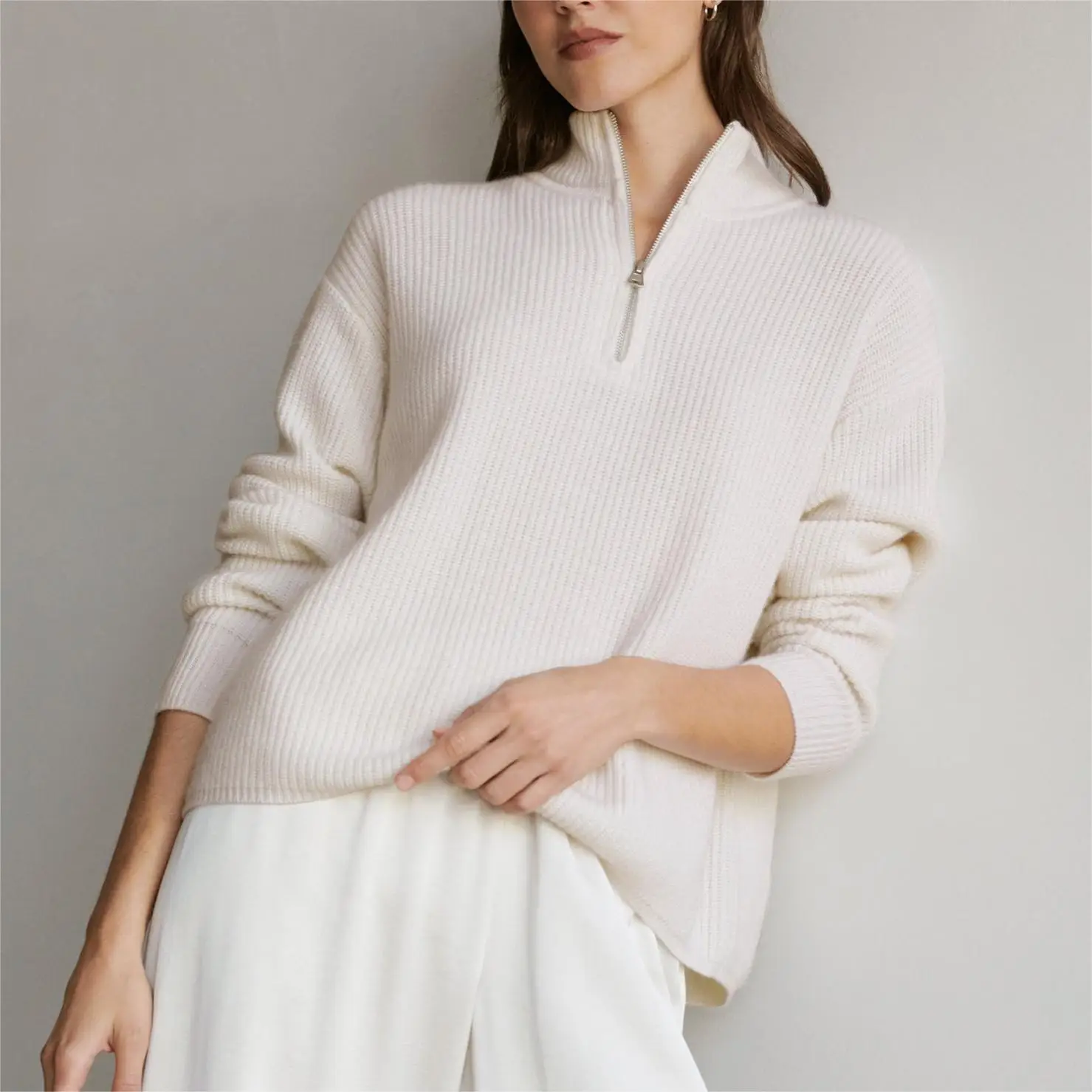 2025 Hersteller Custom Damen Wolle Kaschmir Viertel Reiß