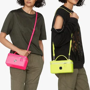 Custom Logo Neon Leather Ladies Square Small Fashion Crossbody Handbag Purse for Women
