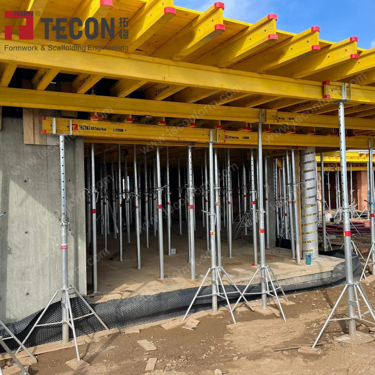 TECON H20 Timber Beam System Slab Concrete Formwork Flexible Assemble Multiple Beams for Commercial Buildings Construction
