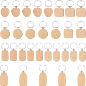 Beech Wood Keychain with Laser Engraving and Printing Creative Small Gifts for Promotional Use