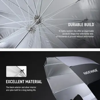 NEEWER 41"/104cm Parabolic Reflective Umbrella Photography with Silver Inner for Camera Photo Studio Video Light product image