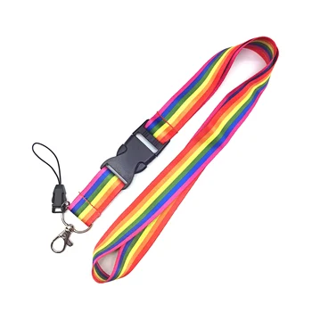 High Quality Custom Sublimation Printed LGBT Lanyard Gay Pride Flag Key Leash USB Rainbow Lanyard with Metal Snap Hook