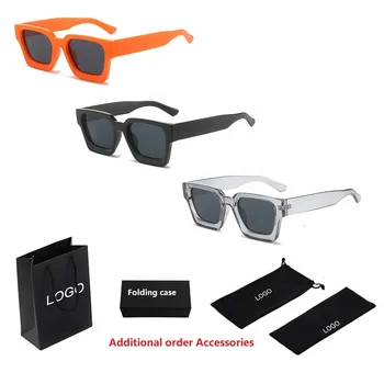 2023 Custom logo sun glasses oversized thick square Frame Square vintage UV400 Protection Sunglasses for Women Men