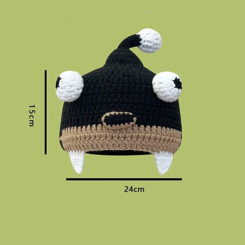 Wholesale monster hand-knitted hat women winter quirky cartoon green knitted hat with tentacles