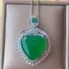 Heart-shaped chalcedony pendant with chain