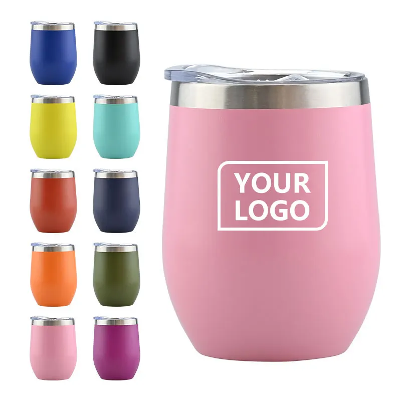 Custom Logo Powder Coated 12 Oz Vacuum Insulated Stainless Steel Egg ...