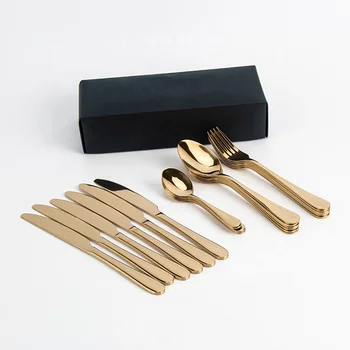 Luxury Mirror Flatware 1010 Gold Sliverware Knife Spoon Fork Sets Stainless Steel Cutlery Set