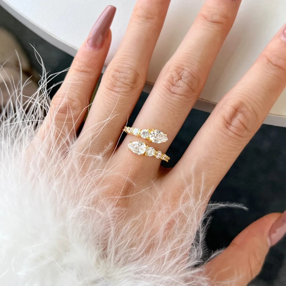 S925 Sterling Silver Niche Ins Fashion Light Luxury Rattan Wrap Women's Snake-Shaped Ring Lab Diamond Silver Fine Ring