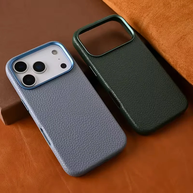 ビジネス用プロテクト防滑カバー PU本革（ペブルレザー）防水マグネット式スマホケース iPhone 17 16 15 14 Pro Max対応