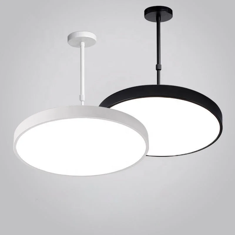 Modern Pendant Lighting Iron Rod Round Black Chandeliers Ceiling Pendant Lights for Kitchen Island Restaurant Cafe