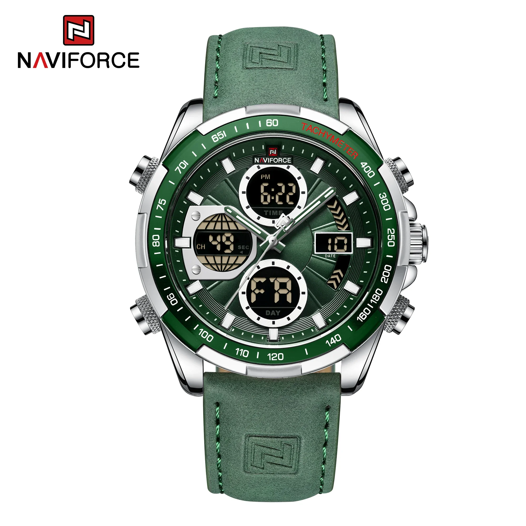 緑の小人　#573 N.S. NAVIFORCE 9197 Green Men's Digital Watch - Fashion & Sport