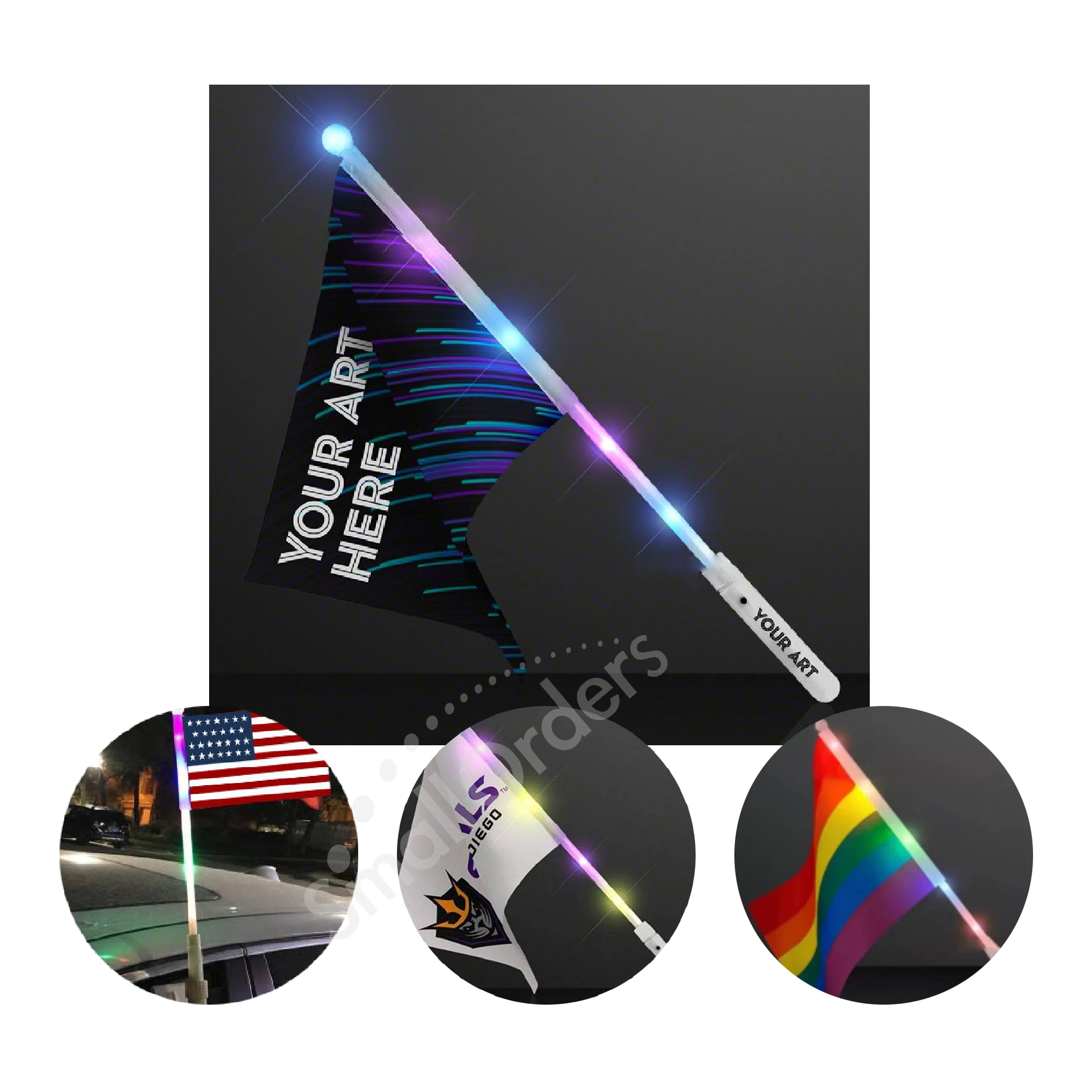 LED light glow mini hand waving flag