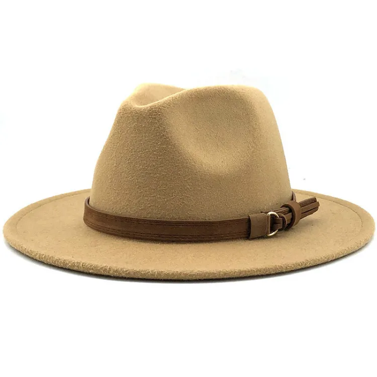 Sombreros de lana para hombre con lazo de cuero  elegante sombrero c 
