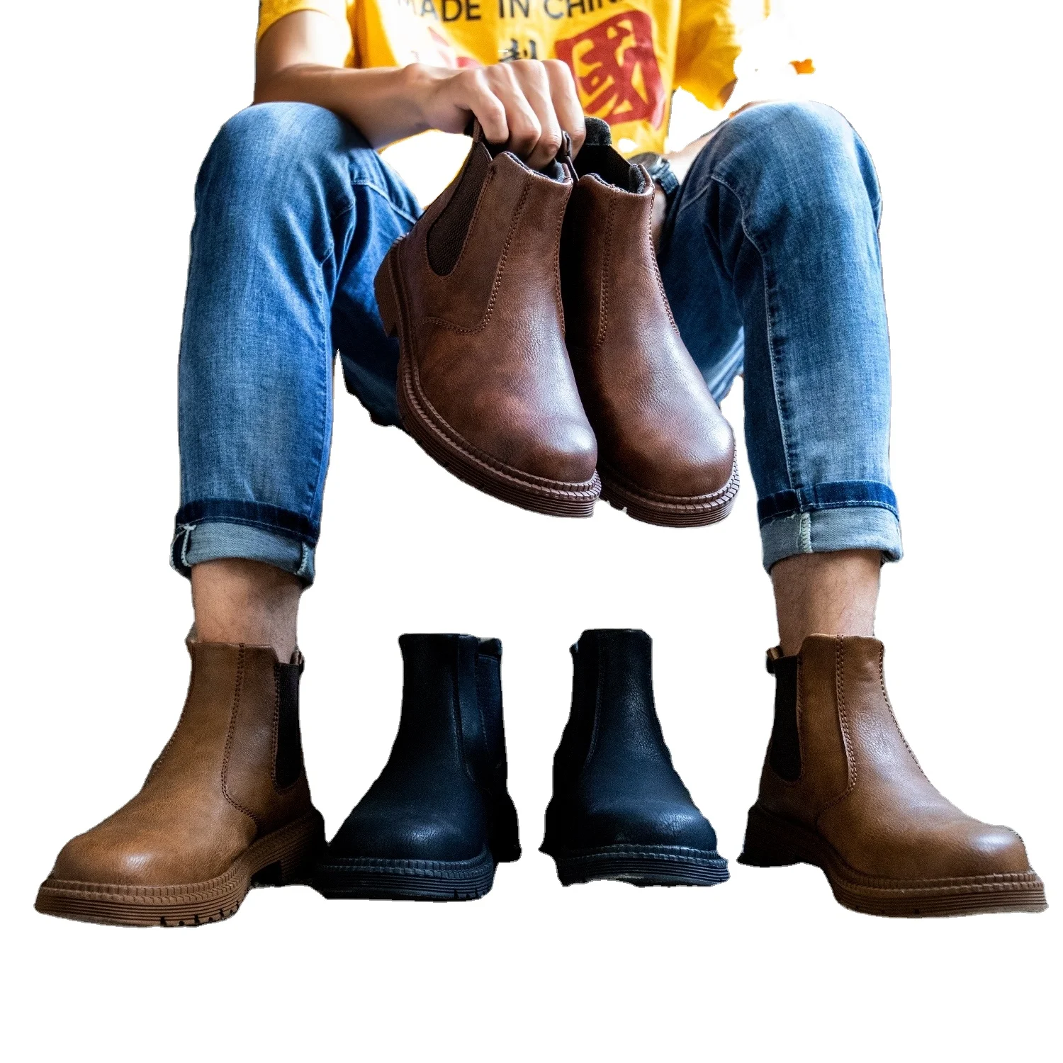 Waterproof Woodland chelsea Fashionable Ppe Rubber Leather Secor