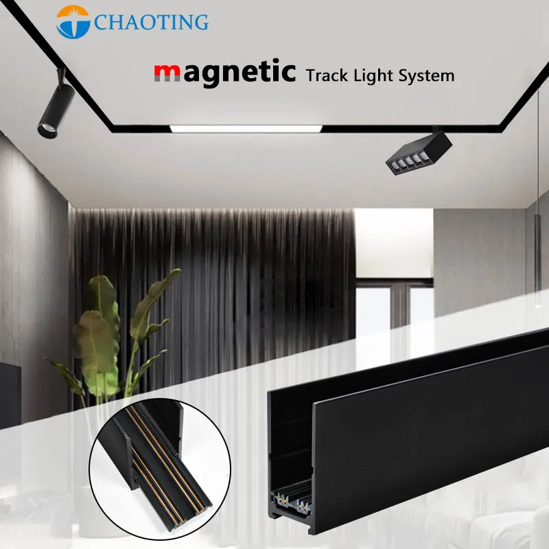 Surface Mounting Suspension Type Embedded Smart Phone APP Control Magnetic Track Lights Rail Lighting System LED Light Tracks