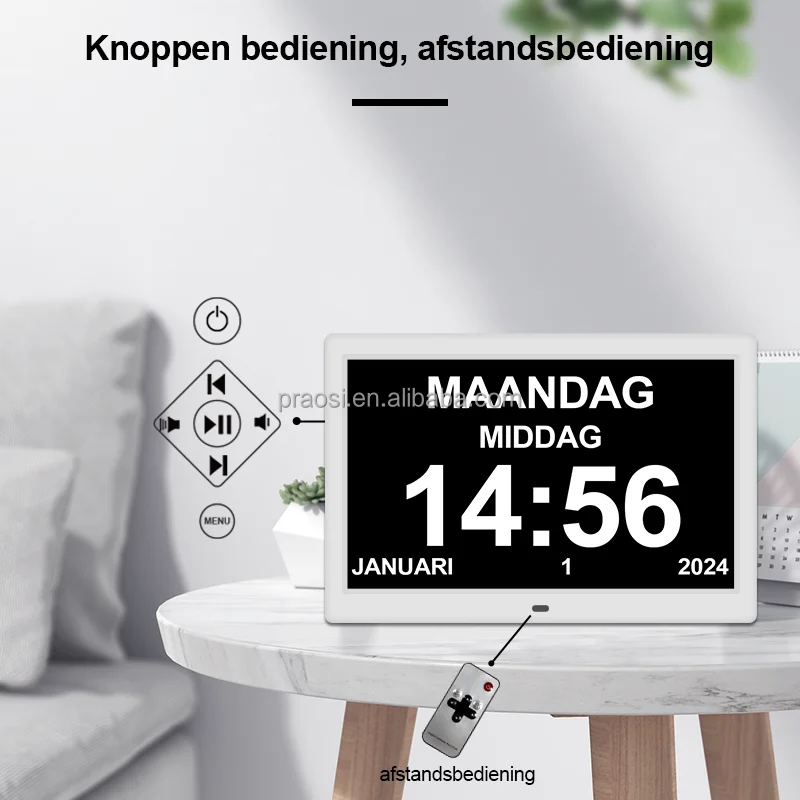 Customize Android Touch Screen Islam Prayer Athan Azan Clock 10" Inch Digital Calendar Day Clock With Prayer App Black White
