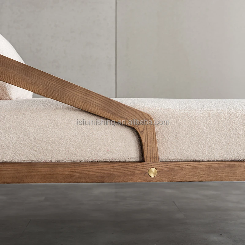 stile nordico dreclinabile soggiorno mobili in legno massello divano  reclinabile chaise lounge di lusso con cuscino