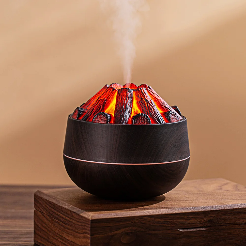 USB Mini Charcoal Round Air Humidifier Cool Mist Ultrasonic for Home Decor Tabletop Volcanic Plastic Material Aroma Diffuser