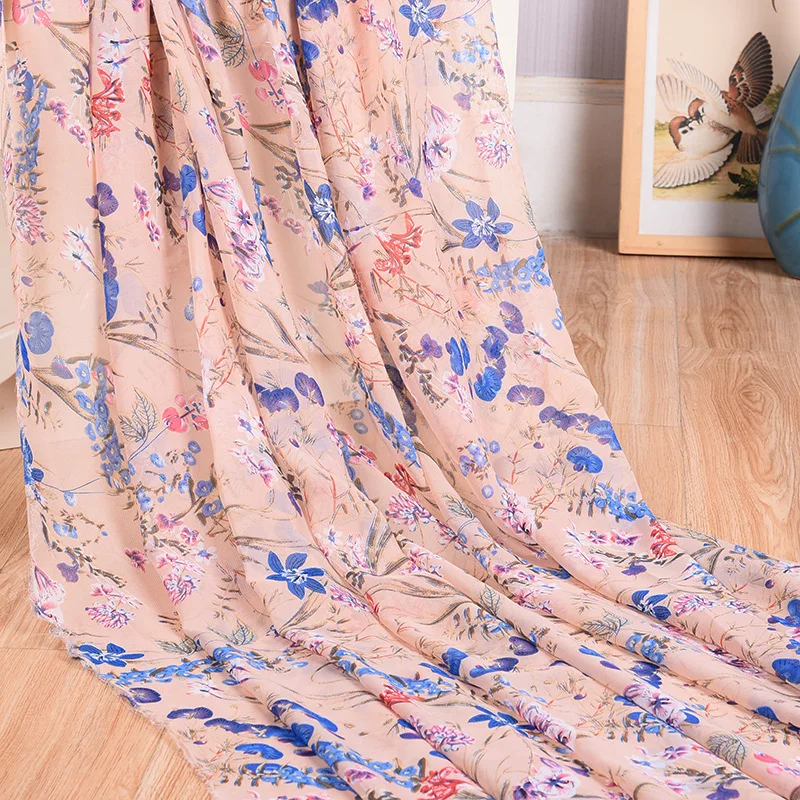 Жаккардовое платье-рубашка с цифровым принтом, шифоновая блузка с наземным рисунком из 100% полиэстера, шелковая шифоновая ткань с цифровым принтом
