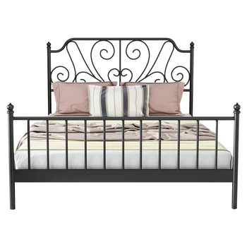 JZD Simple and generous metal bed black white iron single bed metal bed frame use for bedroom
