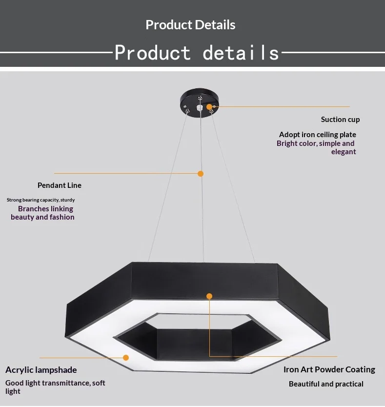 product led shaped star creative irregular hexagonal pendant light for office gym shopping mall supermarket energy efficient-8
