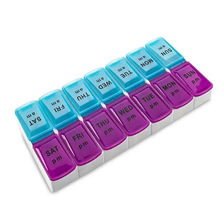 Twice a Day Weekly Pill Box Organizer Case Tablet Container for Promotion