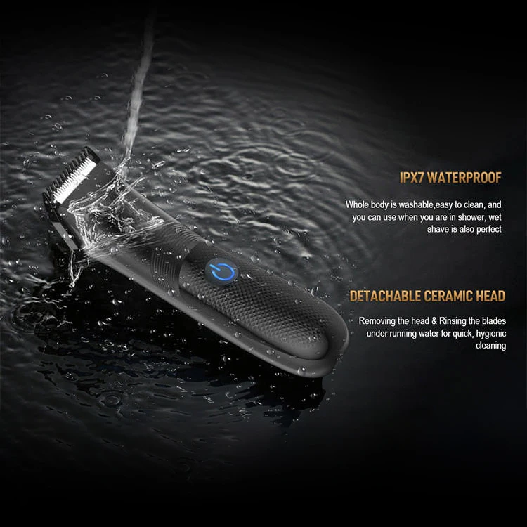 PRITECH New Design Ceramic Cutter Safe Electric Body Hair Shaver Waterproof Groin Trimmer Pubic Hair Trimmer for Men