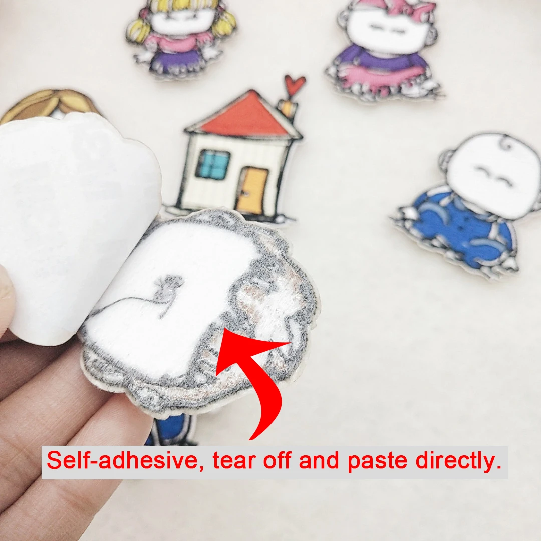 Cartoon Family Baby House Embroidery Sticker Self Adhesive Kids Patches ...