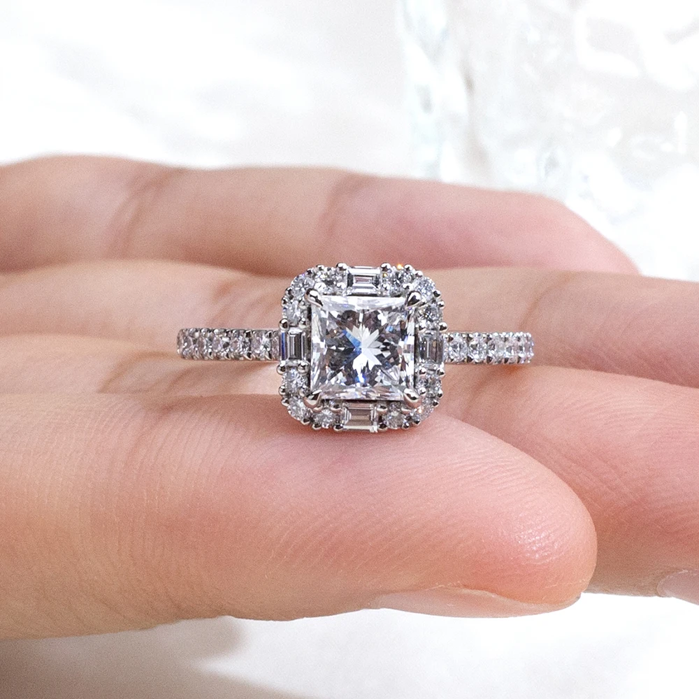 Custom Jewelry MSR-1996 PT950 Engagement Ring 1.04CT Princess