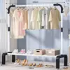 White upgraded single bar 150cm with coat hook and post
