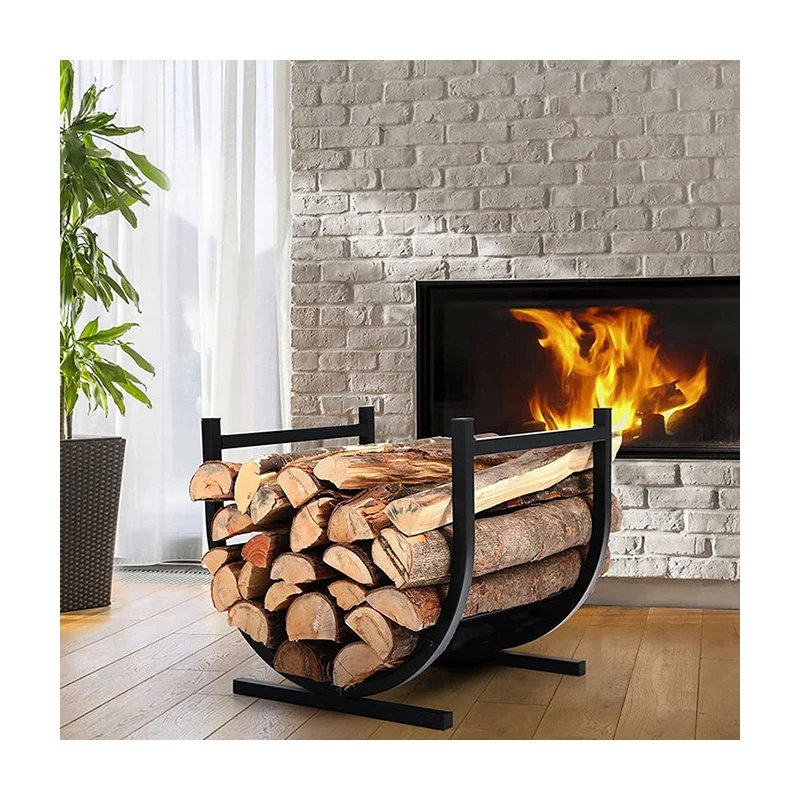 4 Supports à Bois Empilable | Range Bûches Intérieur/Extérieur | Noir | Facile à Monter