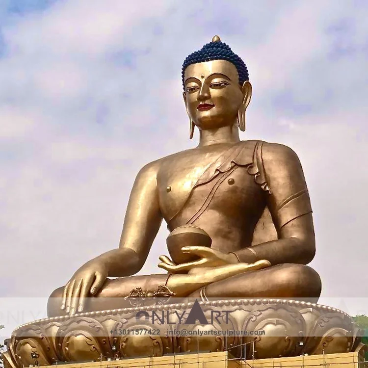 現代仏教彫刻 ブロンズ製ゴールドタイ・ブッダ像 3-4mmの芸術品