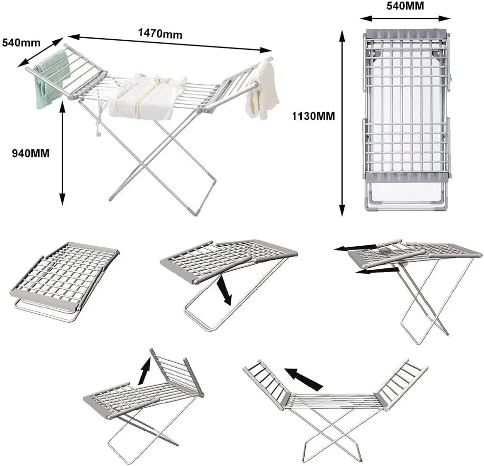 Heated Clothes Drying Rack,Folding Electric Clothes Drying Rack