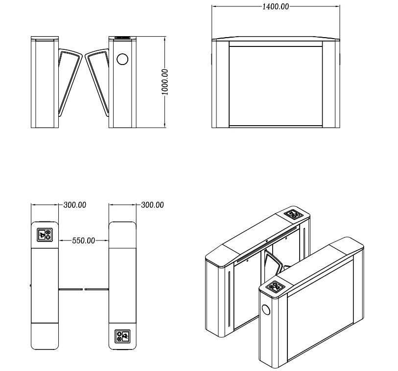 304 stainless steel fast induction control switch flap turnstile gate