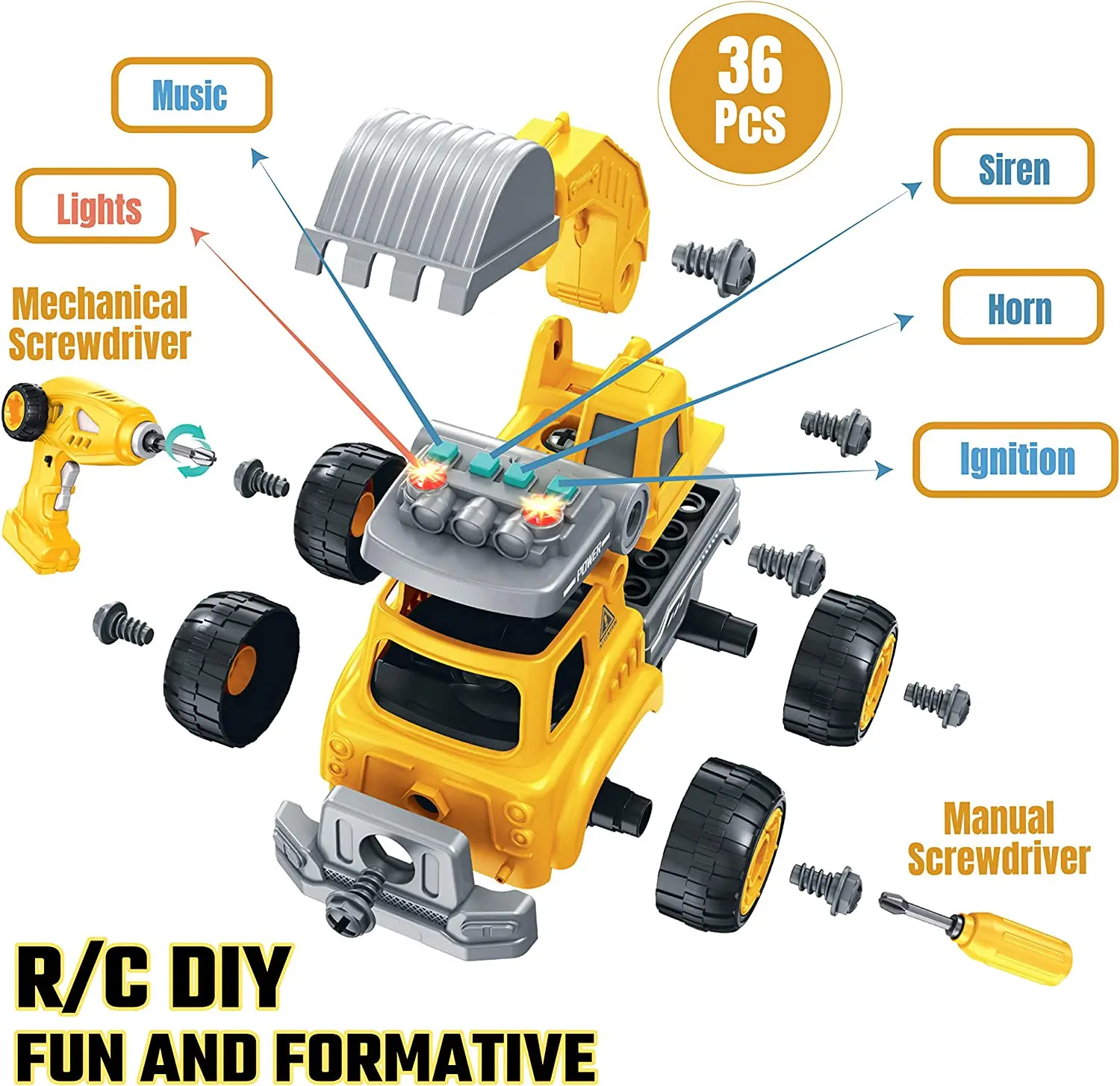 4in1 Take Apart Construction Toys For Kids Buy 36pcs Rc Car Trucks