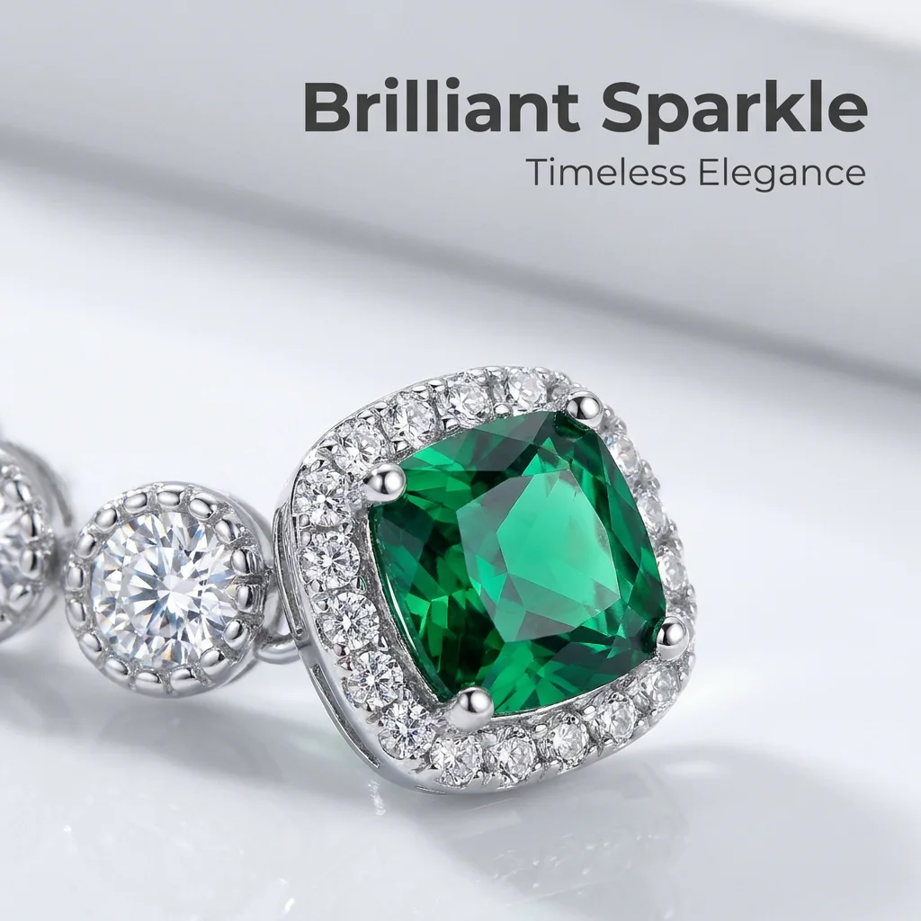 925 Sterling Silver Stud Earrings Green Cushion Cut Gemstone Halo Engagement Luxury for Wedding Party