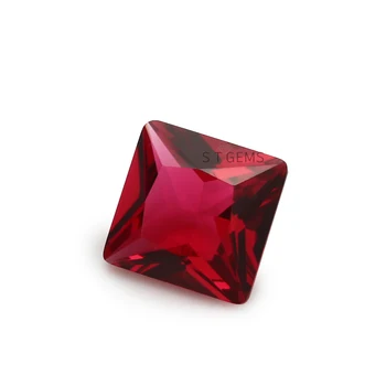 ST Gems Loose Clear Glass Stones Square Cut Rose Red Glass Crystal Stone Synthetic Ruby For Jewelry