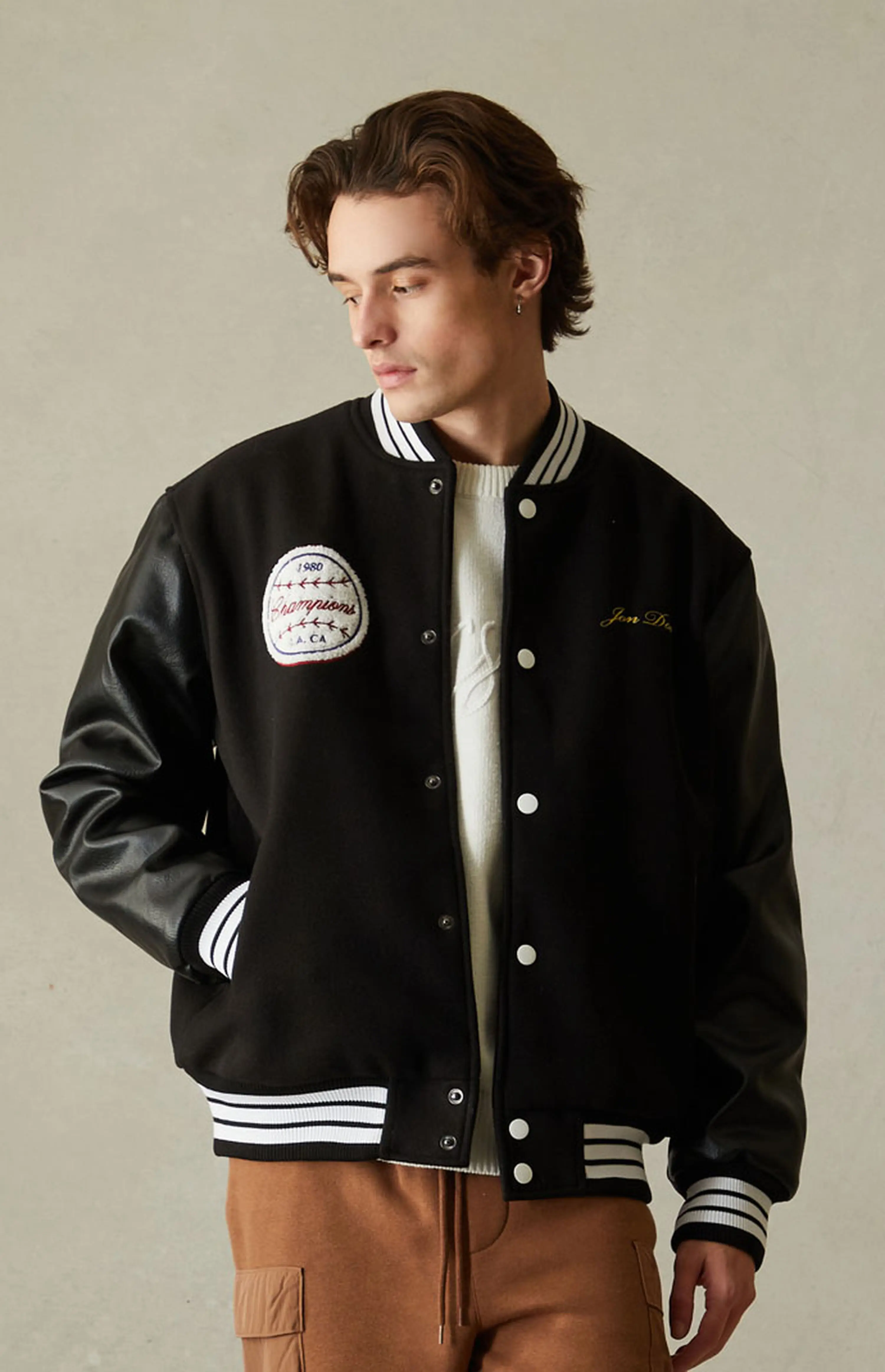 Latest Vintage Wool Letterman Custom Leather Sleeves Varsity Men Embroidery Patch Baseball Jacket_voghion.com