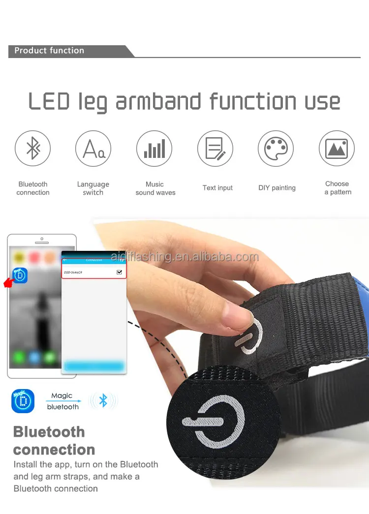 Conception d'application de brassard à LED largement utilisée Brassard de course à LED réfléchissant personnalisé USB rechargeable