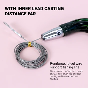 Saltwater Octopus Trolling Fishing Lure 60g 8.2inch Rig Octopus Skirt Stainless Steel Jetted Head Trolling Lures – Trolling Lure – view 5