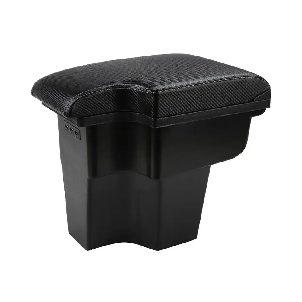 product black car centre console armrest box accessories leather armrest with usb charging port adjustable cup holder storage box-3